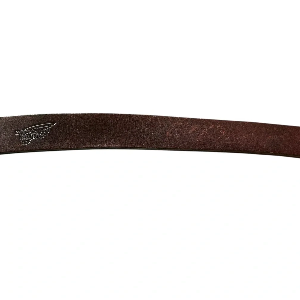 Redwing Shoe Co. Classic Cherry Brown Leather Belt with Brass Buckle Size 48